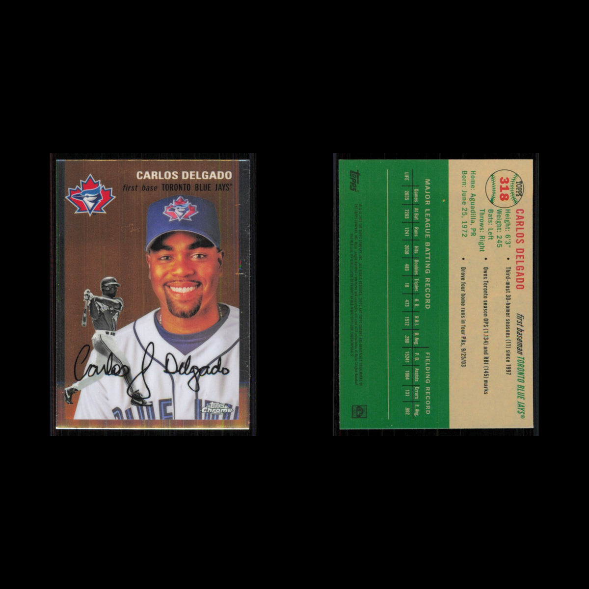 Carlos Delgado #318 2023 Topps Chrome Platinum Anniversary Toronto Blue Jays MLB