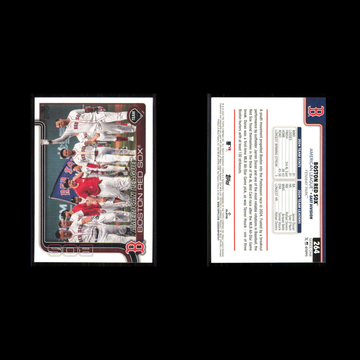 Boston Red Sox #264 2025 Topps Boston Red Sox Baseball Card MLB NM