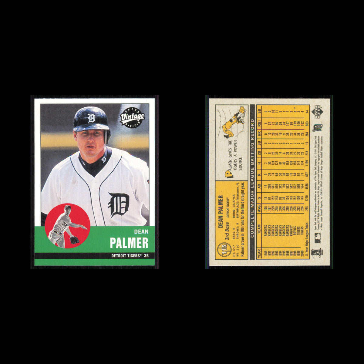 Dean Palmer #115 2001 Upper Deck Vintage Detroit Tigers Baseball Card MLB NM
