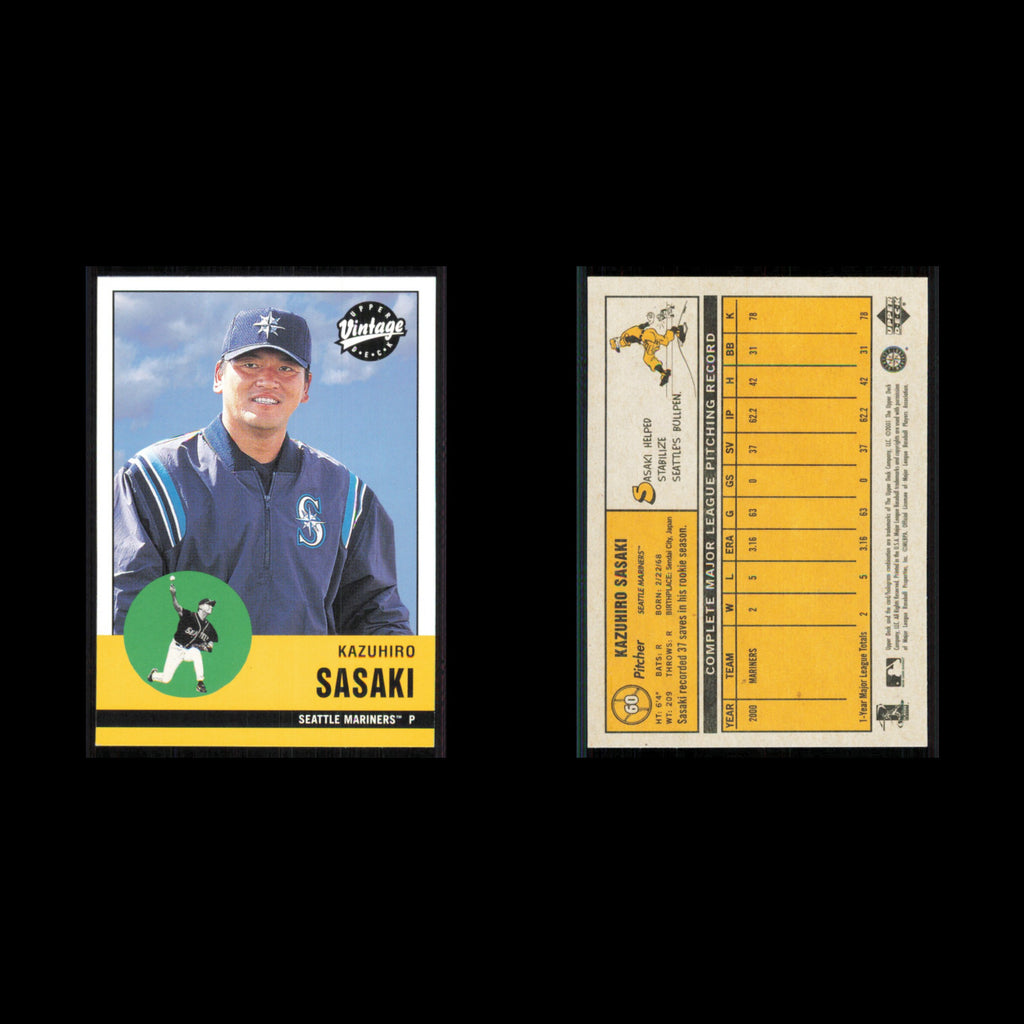 Kazuhiro Sasaki #60 2001 Upper Deck Vintage Seattle Mariners Baseball Card MLB