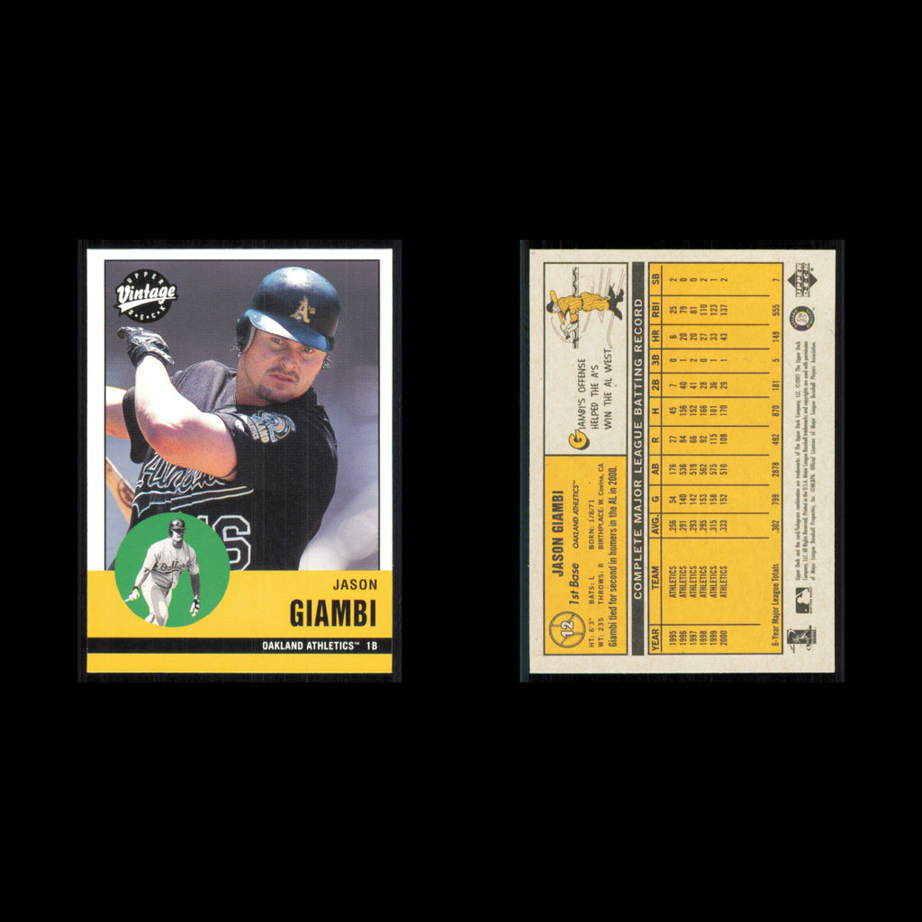 Jason Giambi #12 2001 Upper Deck Vintage Oakland Athletics Baseball Card MLB NM