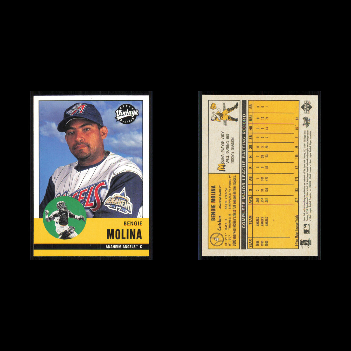 Bengie Molina #4 2001 Upper Deck Vintage Anaheim Angels Baseball Card MLB NM