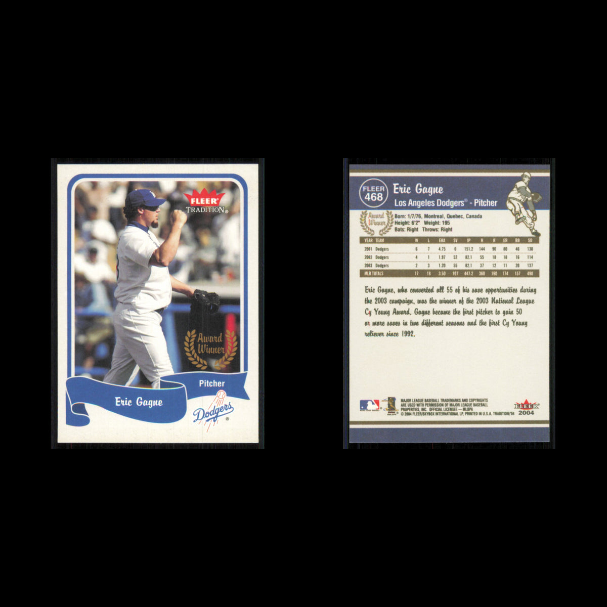 Eric Gagne #468 2004 Fleer Tradition Los Angeles Dodgers Baseball Card MLB NM