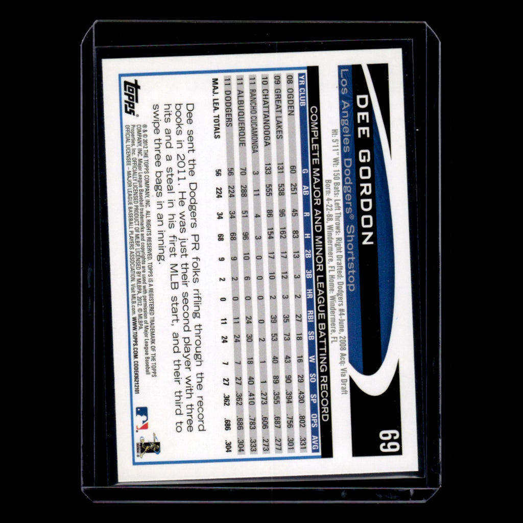 Dee Gordon #69 2012 Topps Los Angeles Dodgers Baseball Card MLB NM