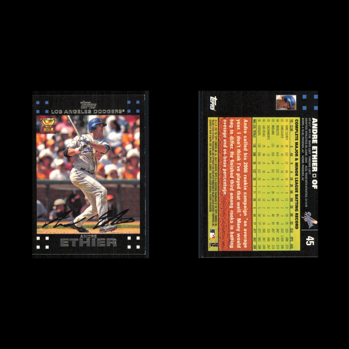 Andre Ethier #45 2007 Topps Los Angeles Dodgers Baseball Card MLB NM