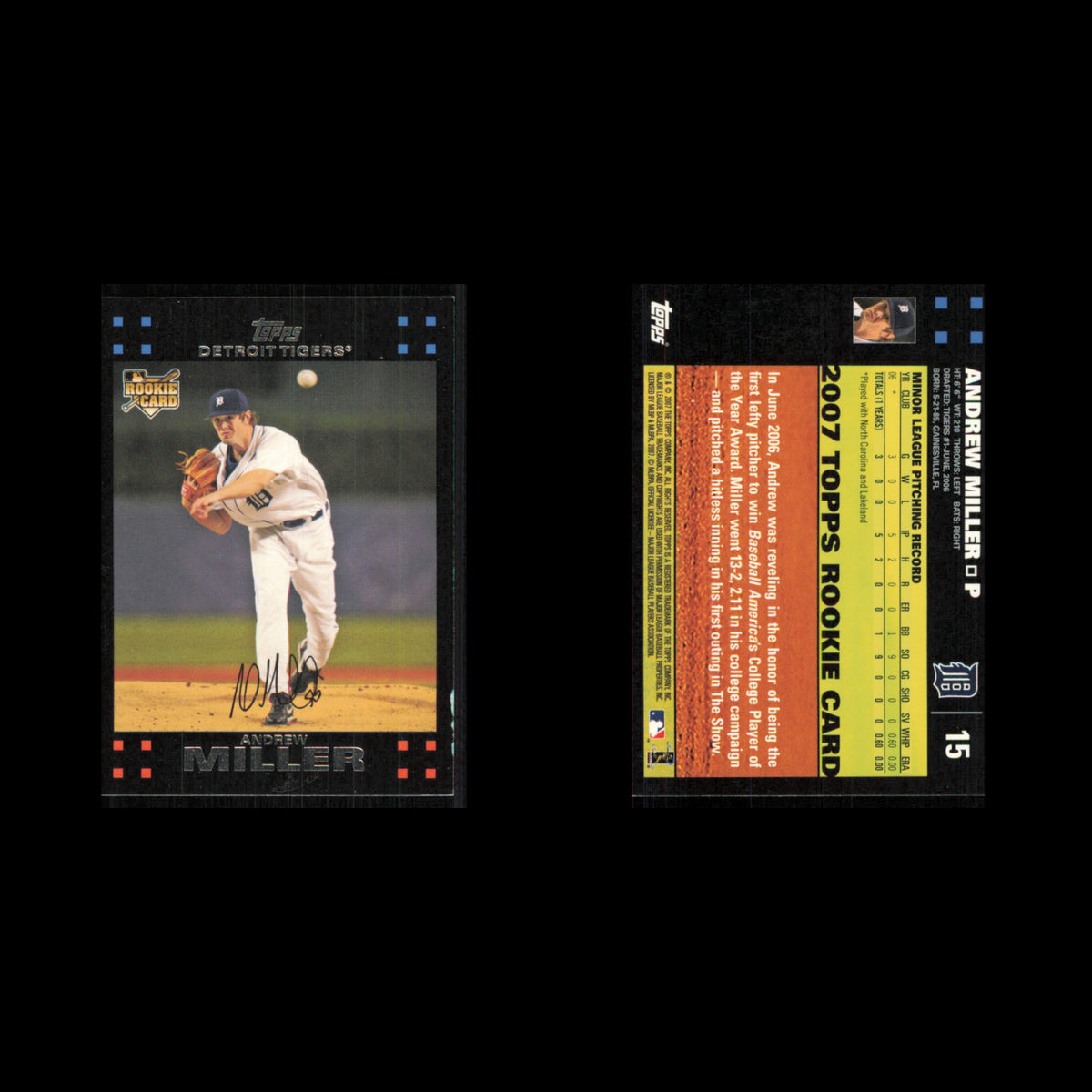Andrew Miller Rookie #15 2007 Topps Detroit Tigers Baseball Card MLB NM
