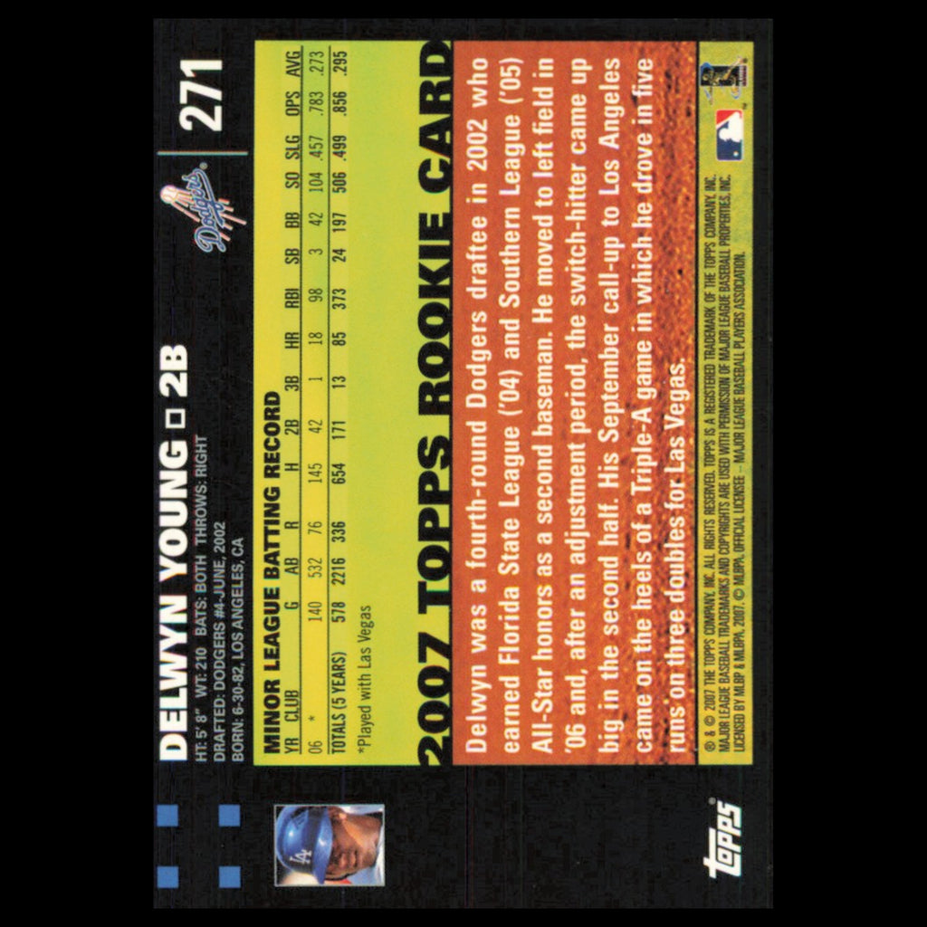 Delwyn Young Rookie #271 2007 Topps Los Angeles Dodgers Baseball Card MLB NM