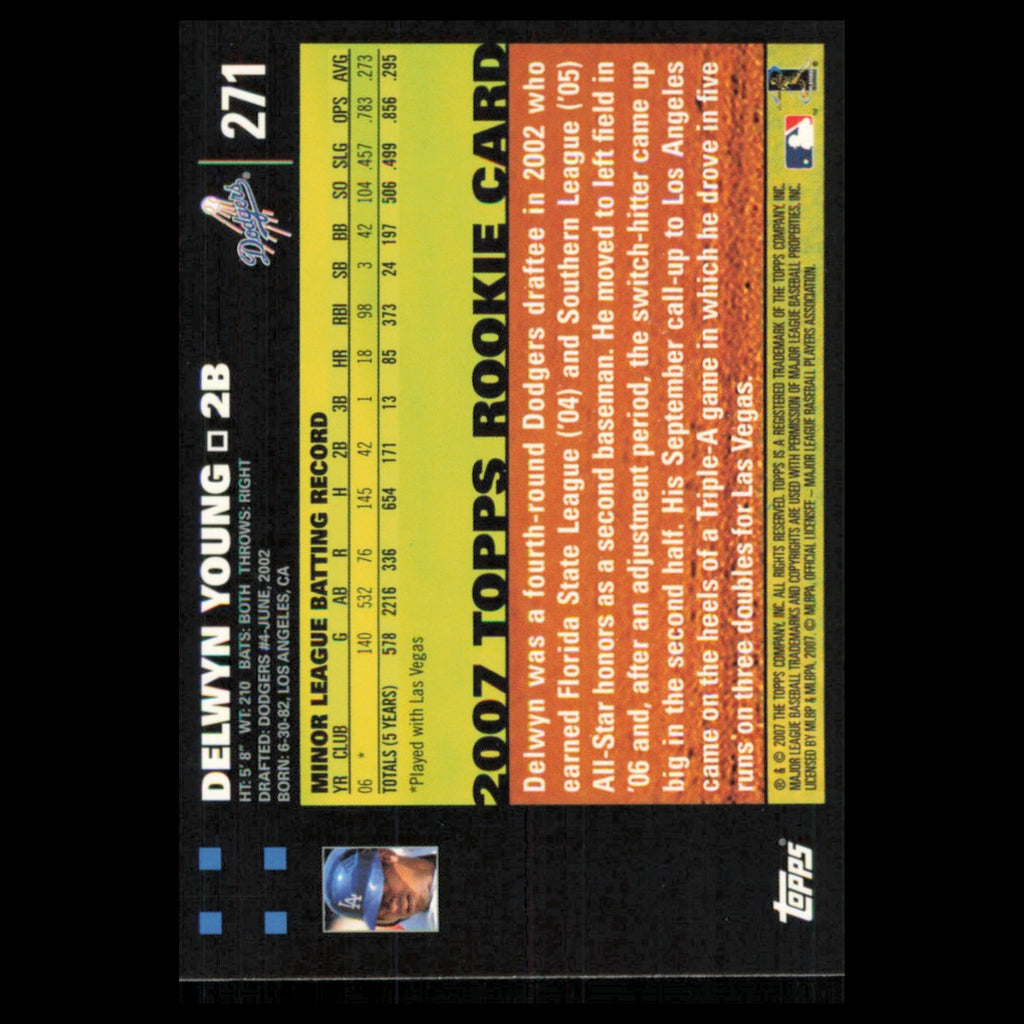 Delwyn Young Rookie #271 2007 Topps Los Angeles Dodgers Baseball Card MLB NM