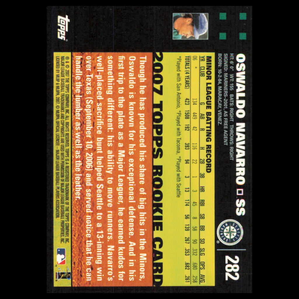 Oswaldo Navarro Rookie #282 2007 Topps Seattle Mariners Baseball Card MLB NM