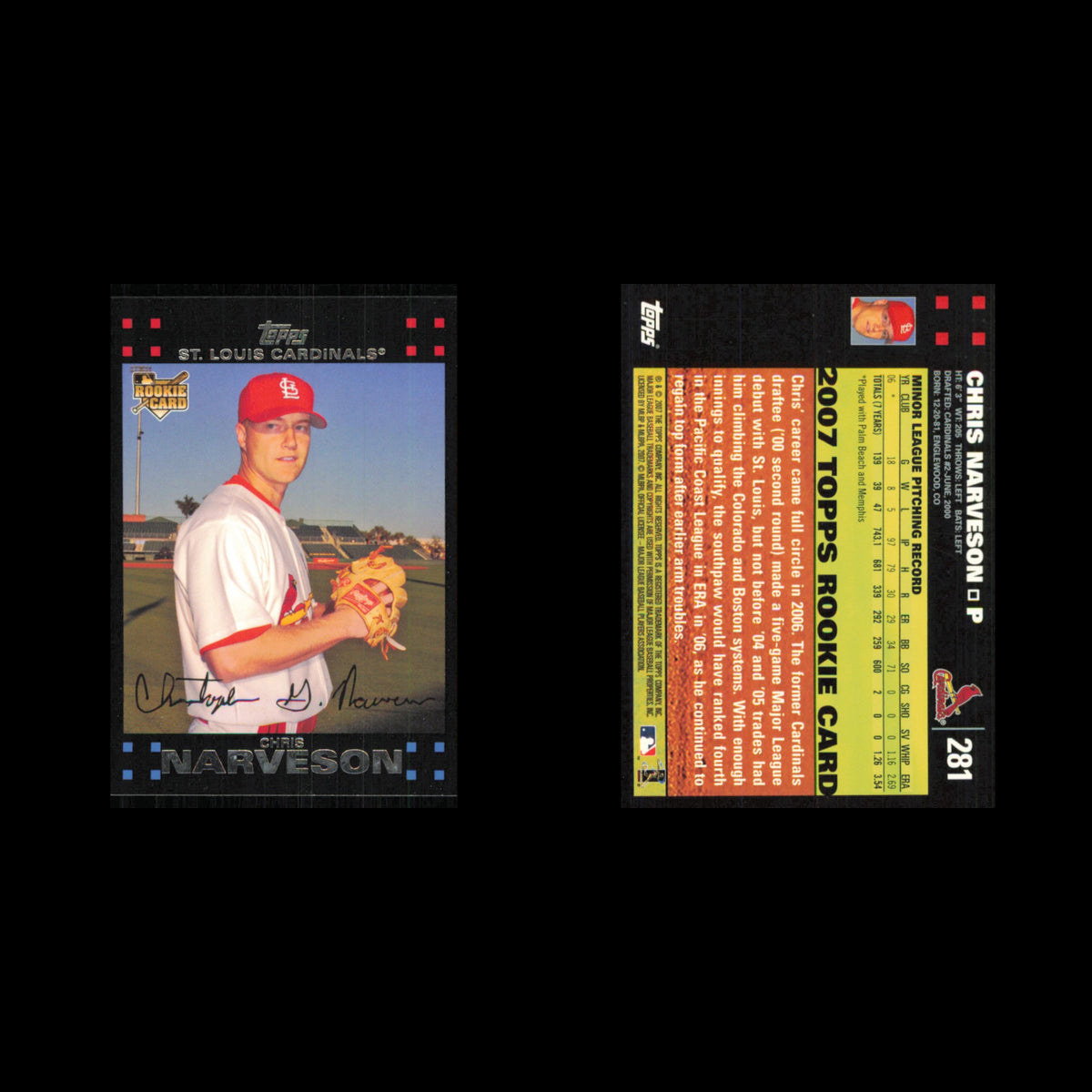 Chris Narveson Rookie #281 2007 Topps St. Louis Cardinals Baseball Card MLB NM
