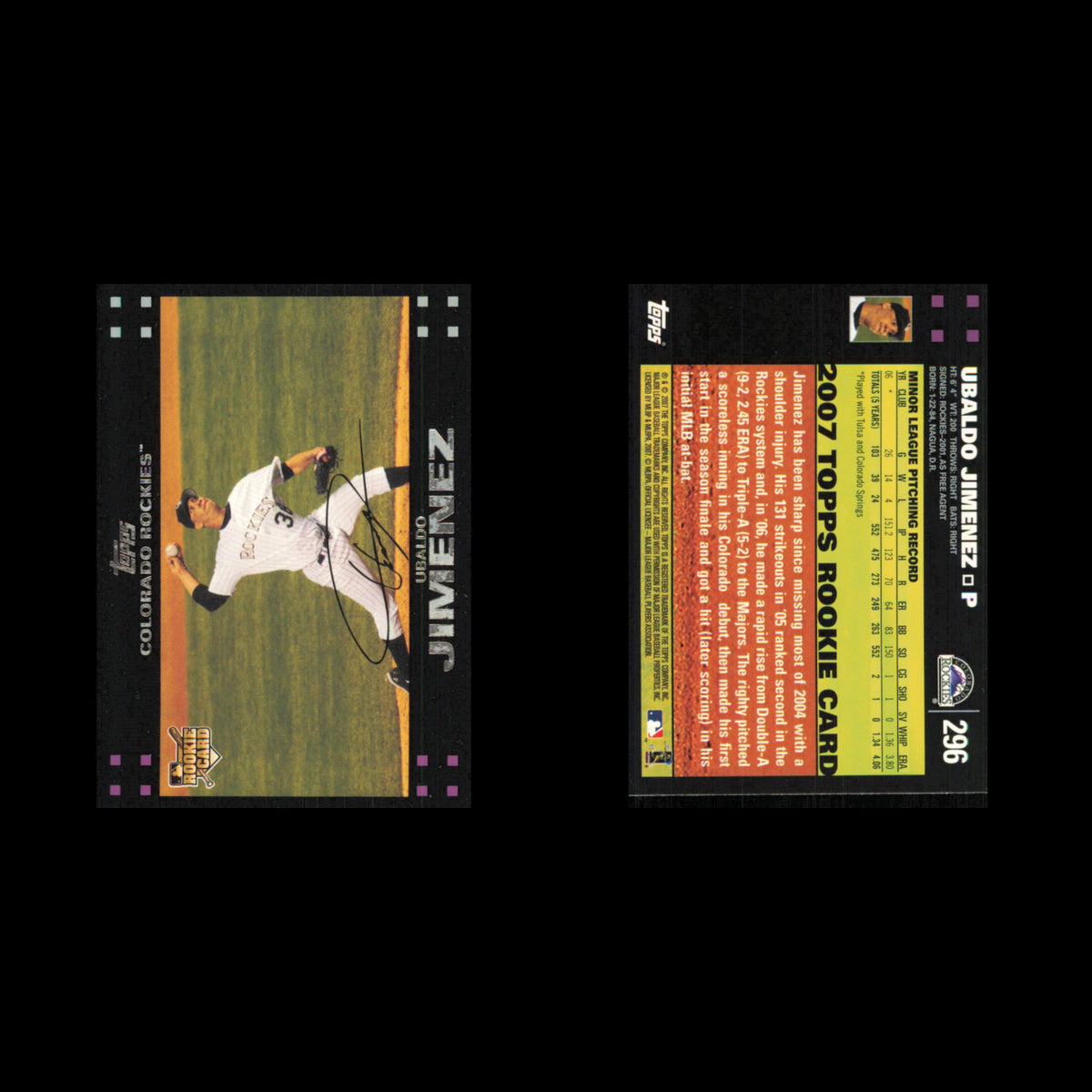 Ubaldo Jimenez Rookie #296 2007 Topps Colorado Rockies Baseball Card MLB NM