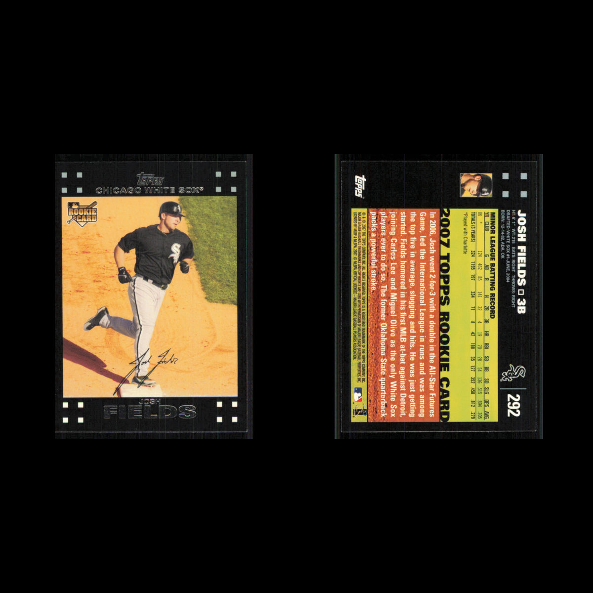 Josh Fields Rookie #292 2007 Topps Chicago White Sox Baseball Card MLB NM