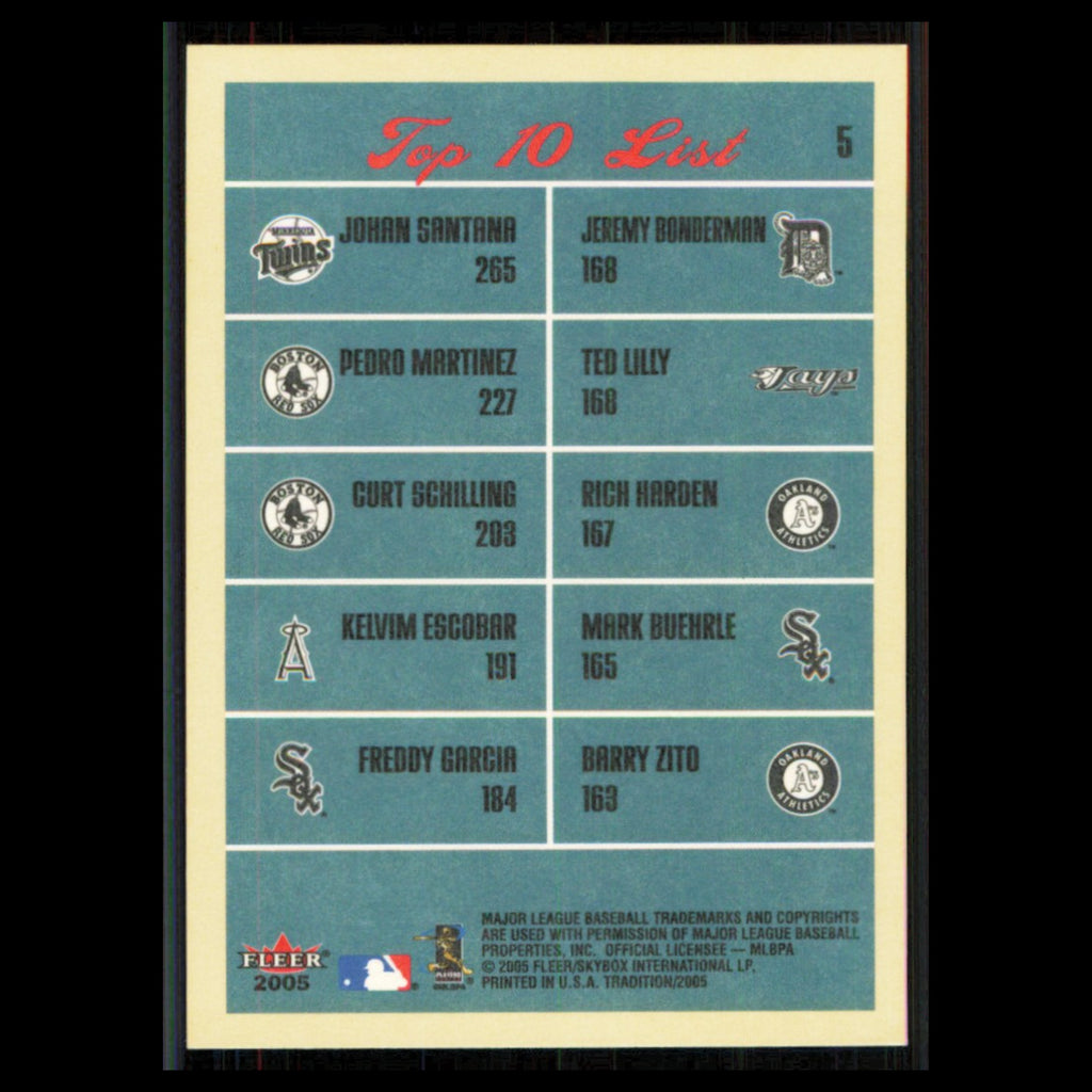 Johan Santana/Pedro Martinez/Curt Schilling #5 2005 Fleer Tradition Baseball MLB