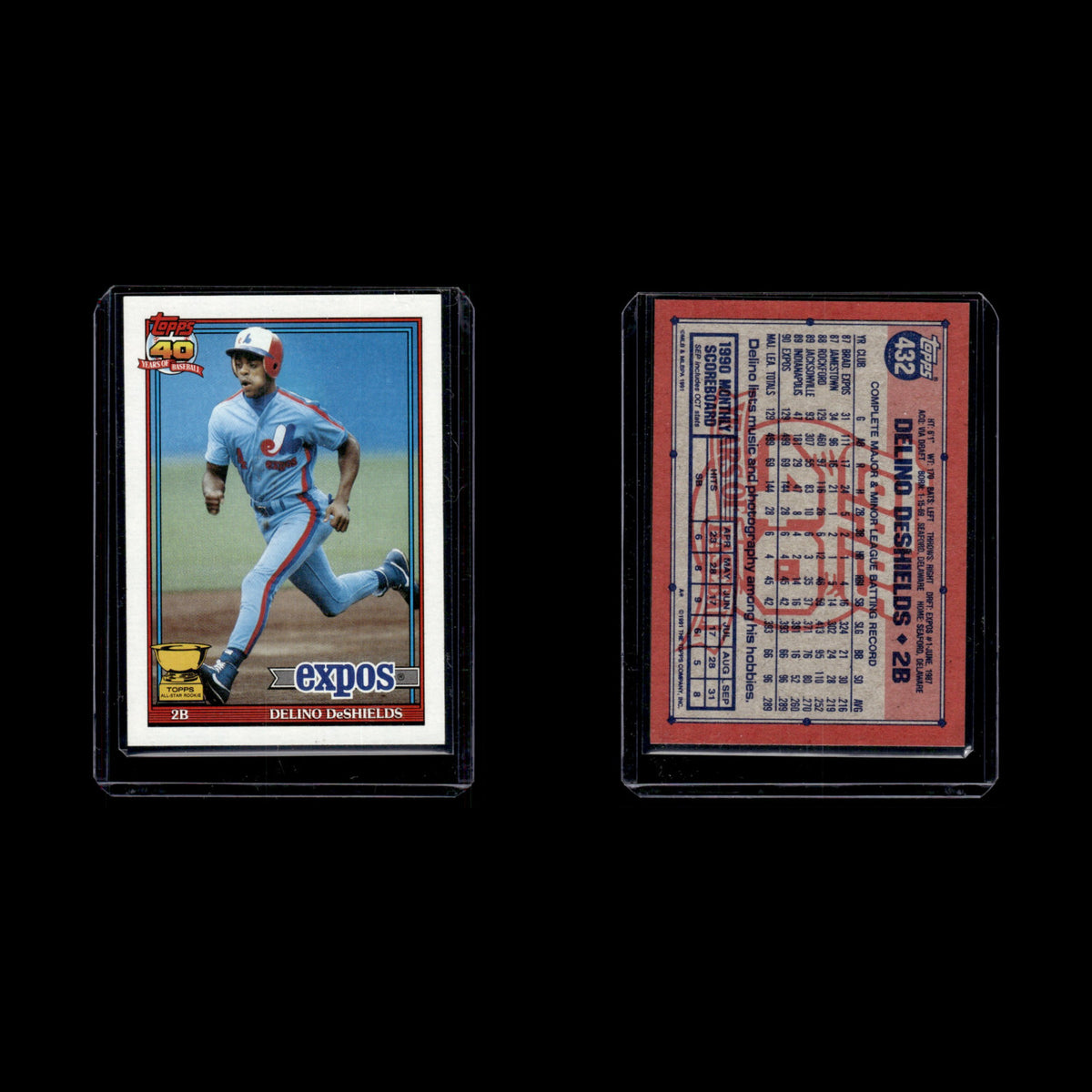 Delino DeShields #432.0 1991 Topps Montreal Expos Baseball Card MLB NM