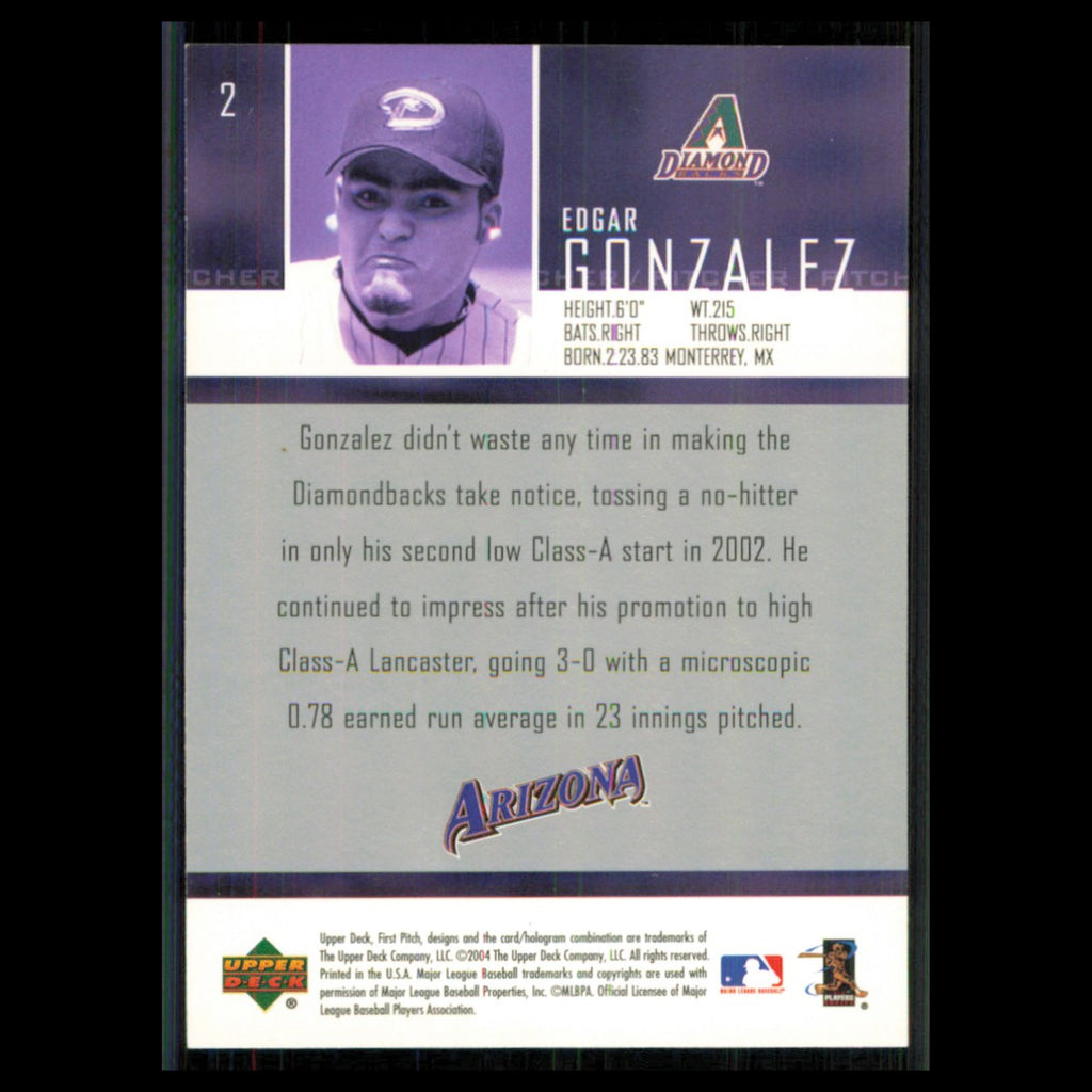 Edgar Gonzalez #2 2004 Upper Deck First Pitch Arizona Diamondbacks Baseball Card