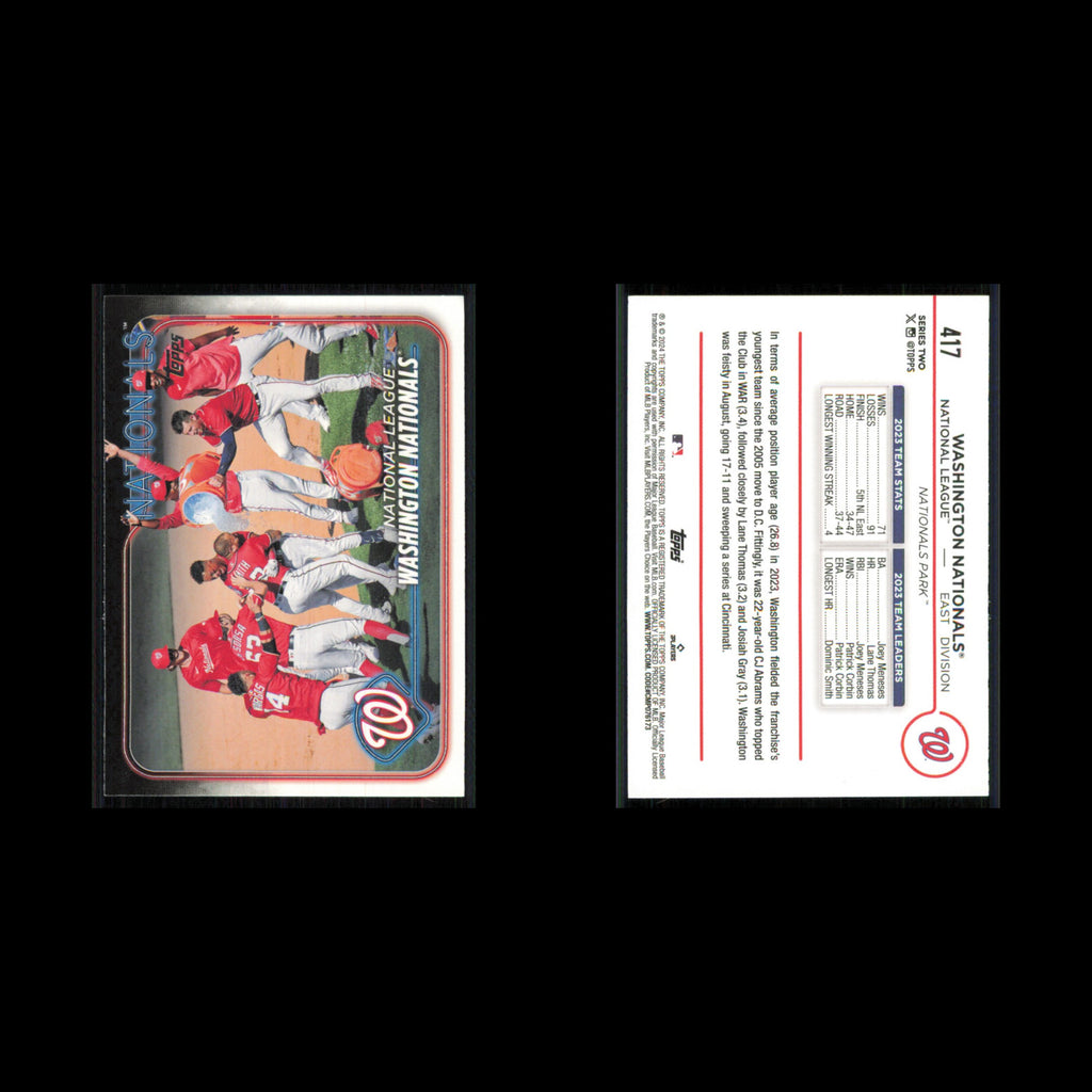 Washington Nationals #417 2024 Topps Washington Nationals Baseball Card MLB NM