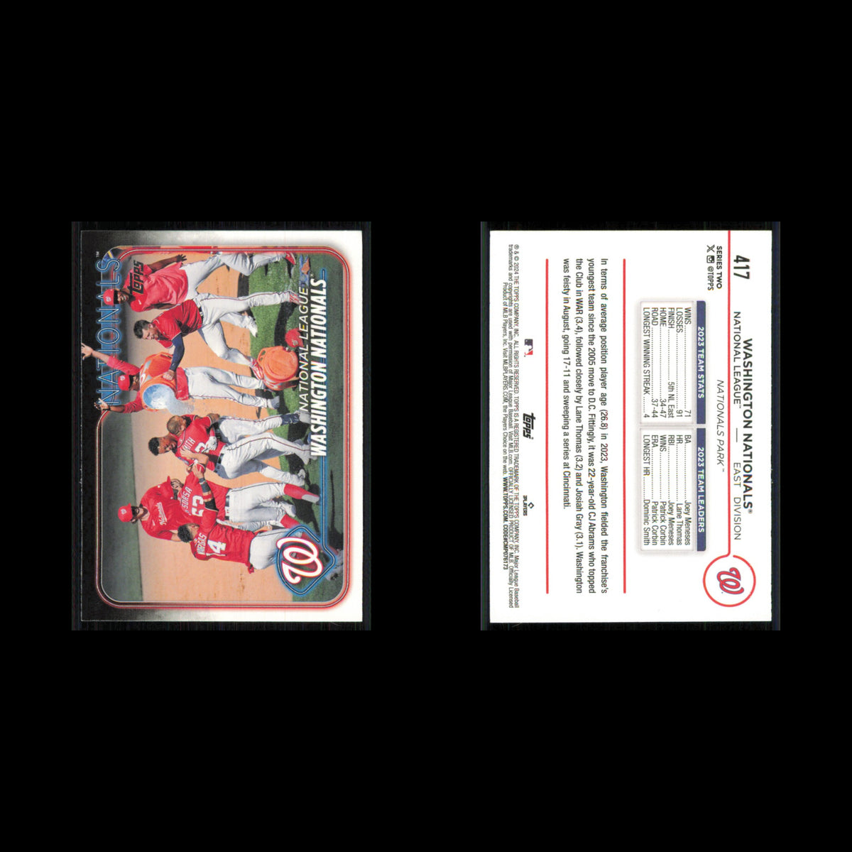 Washington Nationals #417 2024 Topps Washington Nationals Baseball Card MLB NM