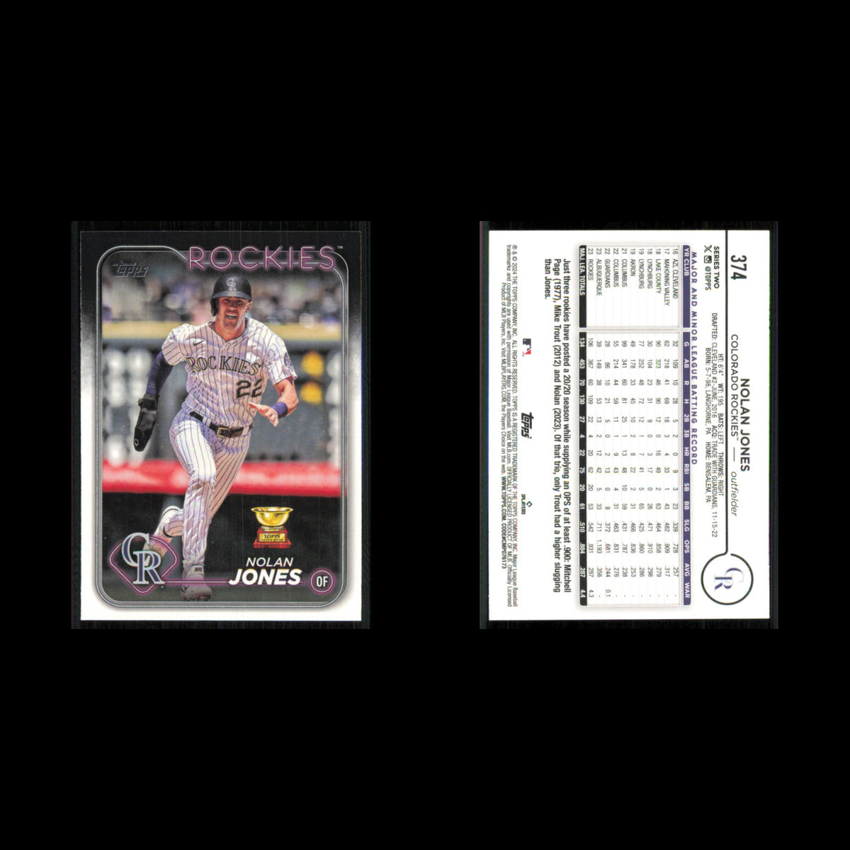 Nolan Jones #374 2024 Topps Colorado Rockies Baseball Card MLB NM