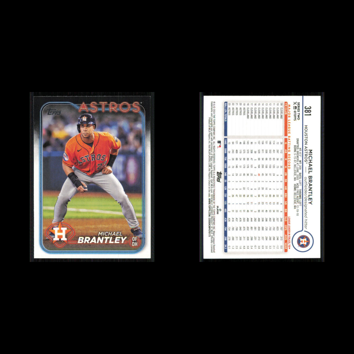 Michael Brantley #381 2024 Topps Houston Astros Baseball Card MLB NM