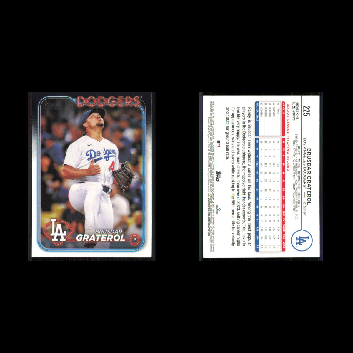 Brusdar Graterol #225 2024 Topps Los Angeles Dodgers Baseball Card MLB NM