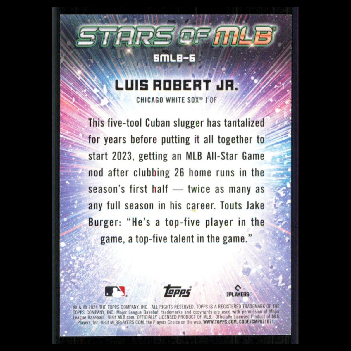 Luis Robert Jr. #SMLB-6 2024 Topps Chicago White Sox Baseball Card MLB NM