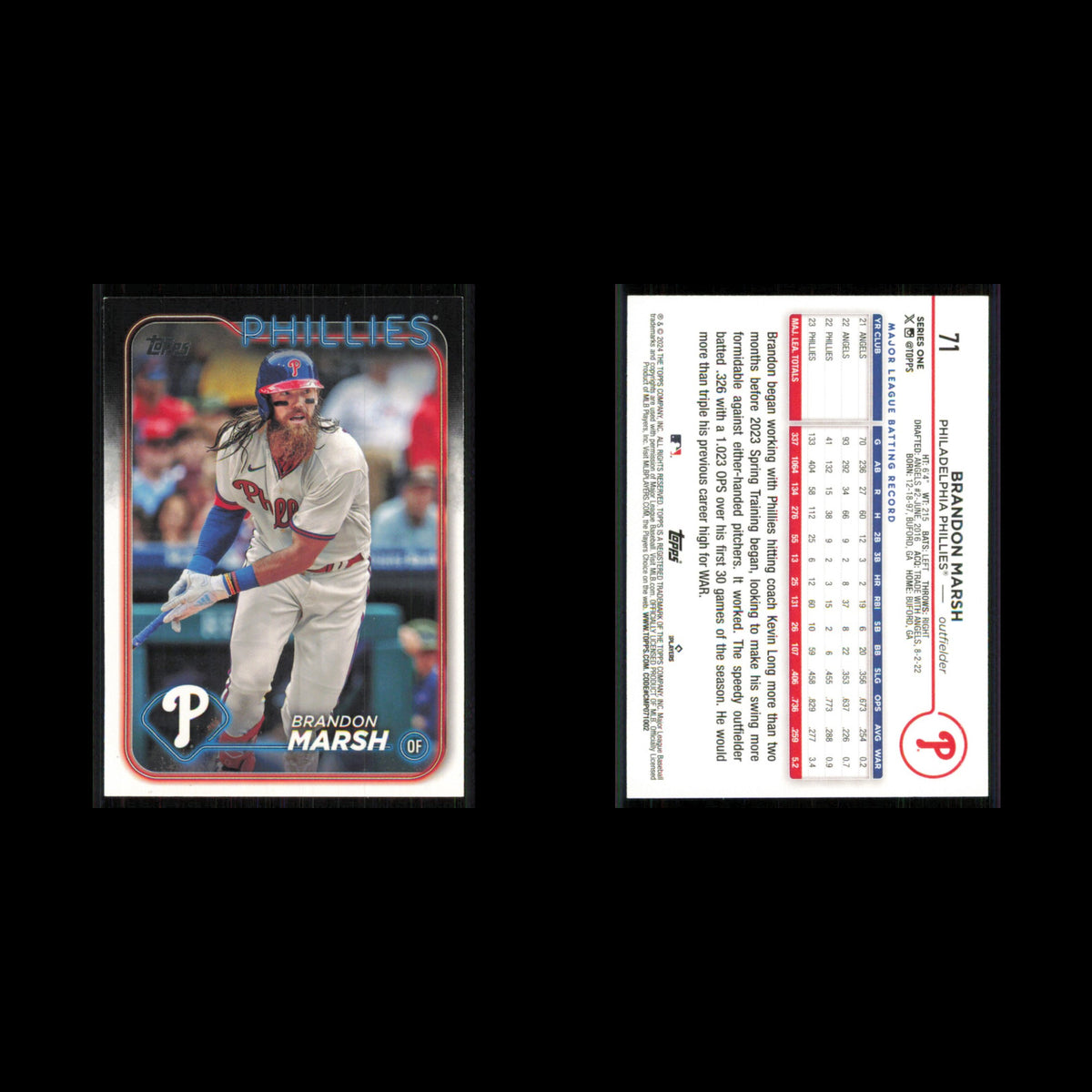 Brandon Marsh #71 2024 Topps Philadelphia Phillies Baseball Card MLB NM
