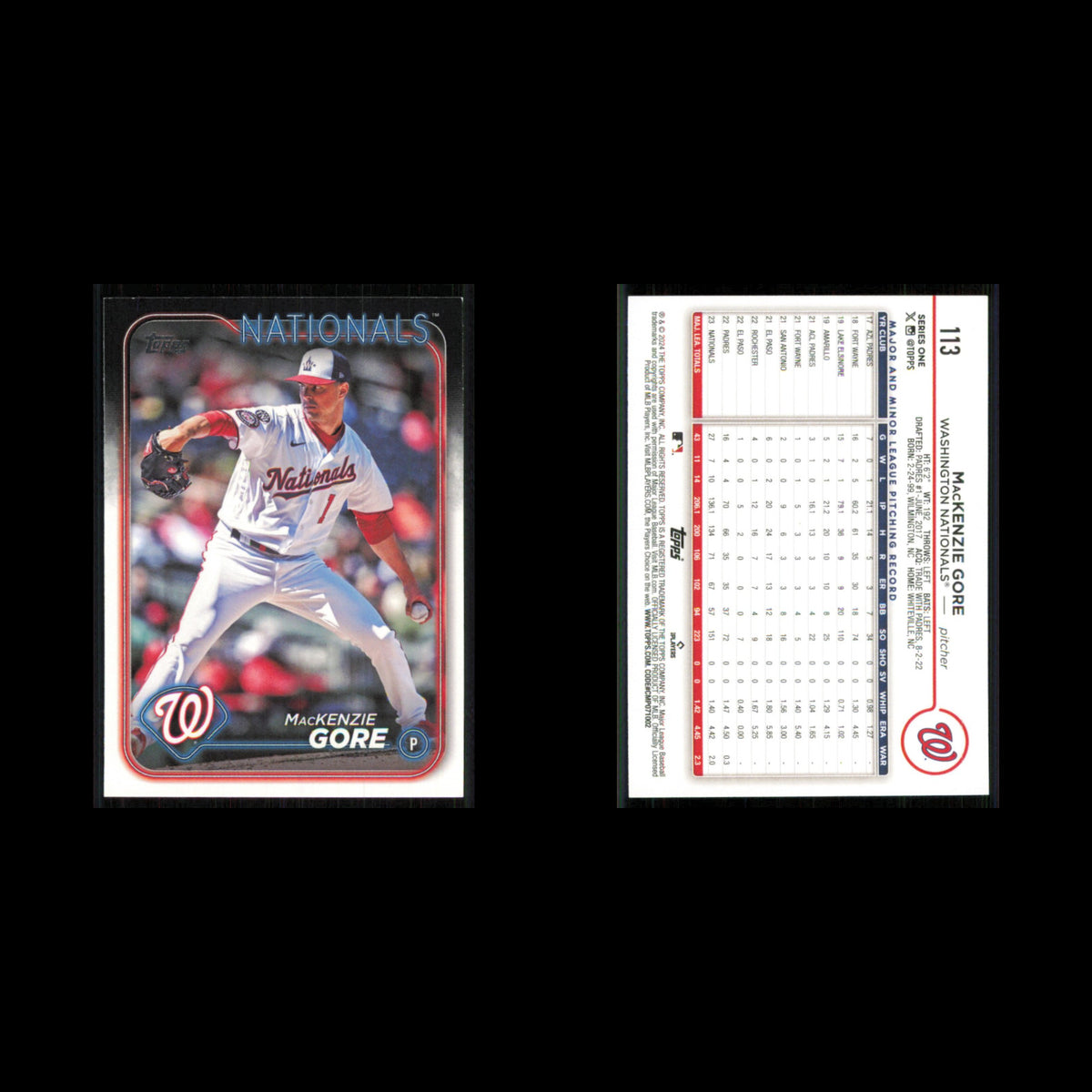 MacKenzie Gore #113 2024 Topps Washington Nationals Baseball Card MLB NM