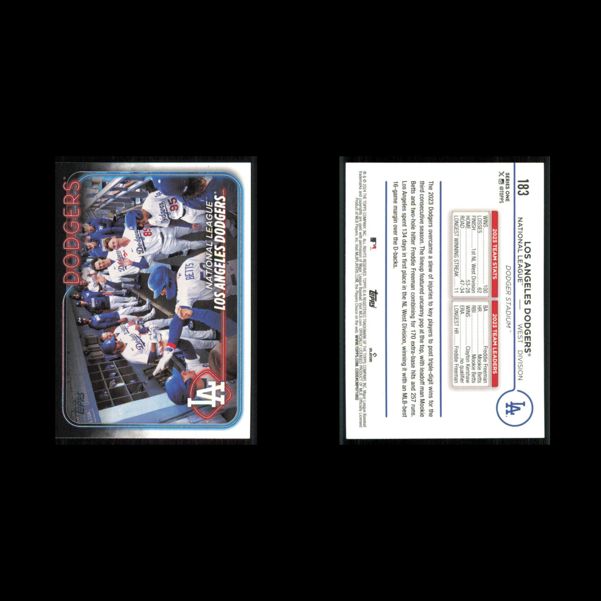 Mookie Betts #183 2024 Topps Los Angeles Dodgers Baseball Card MLB NM