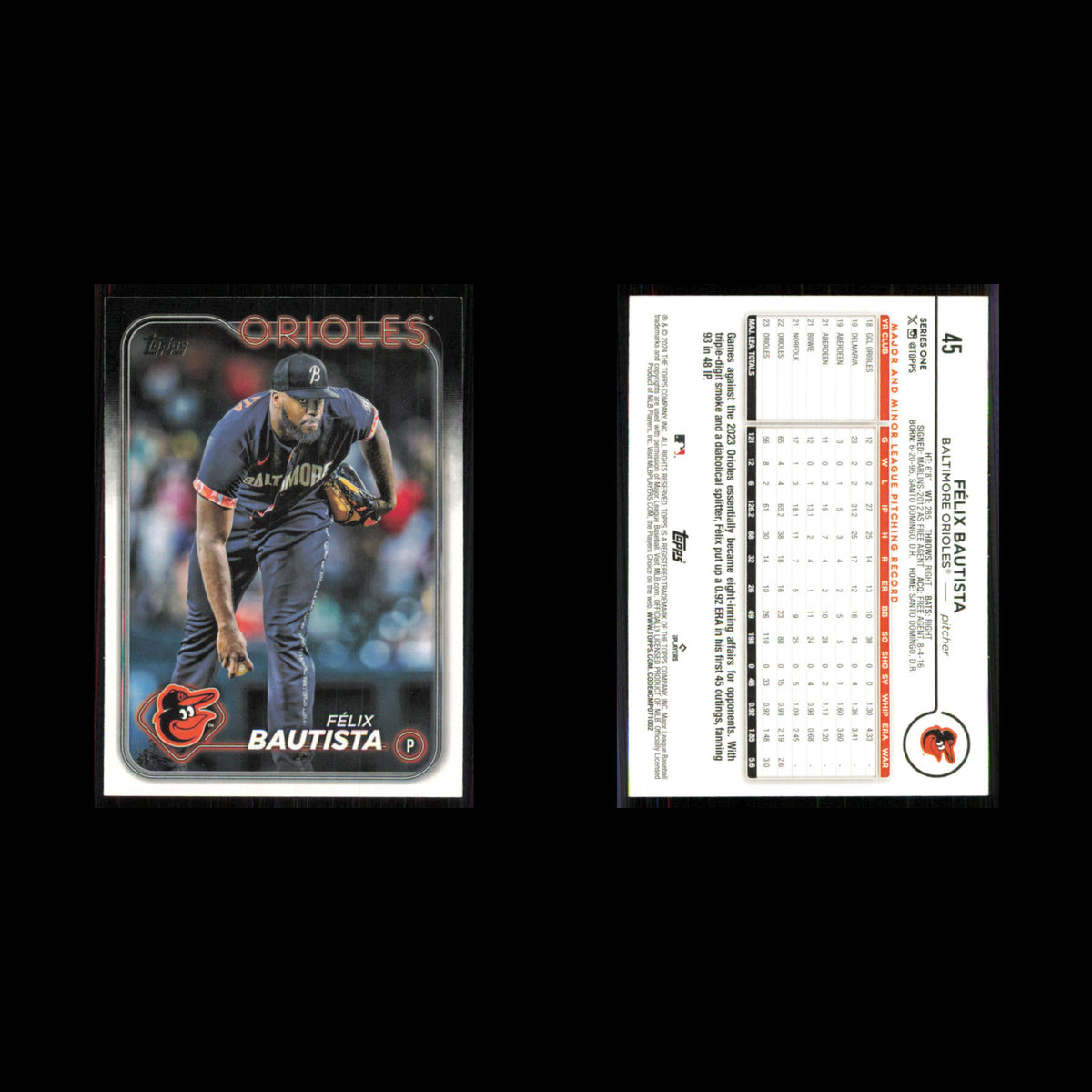 Felix Bautista #45 2024 Topps Baltimore Orioles Baseball Card MLB NM