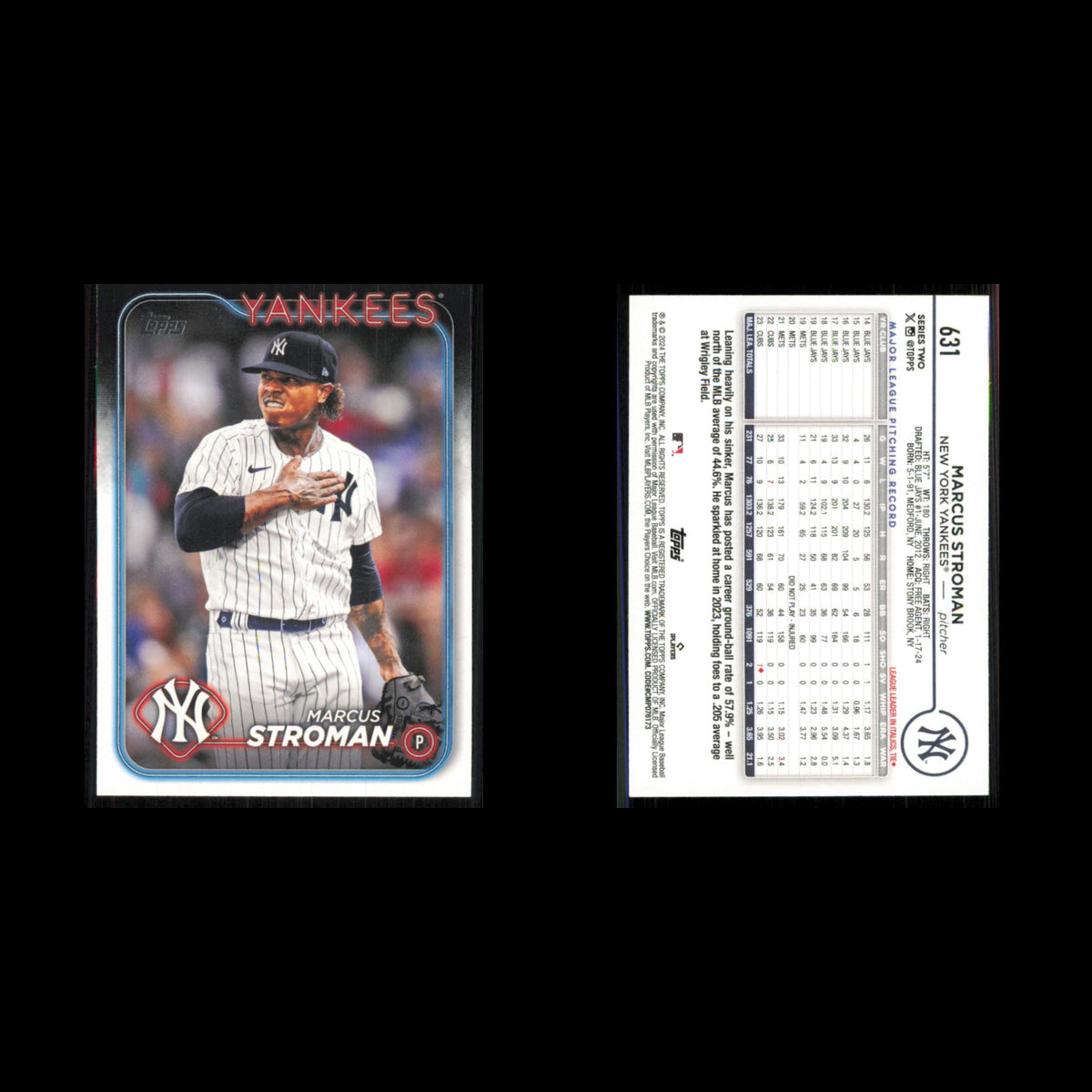 Marcus Stroman #631 2024 Topps New York Yankees Baseball Card MLB NM