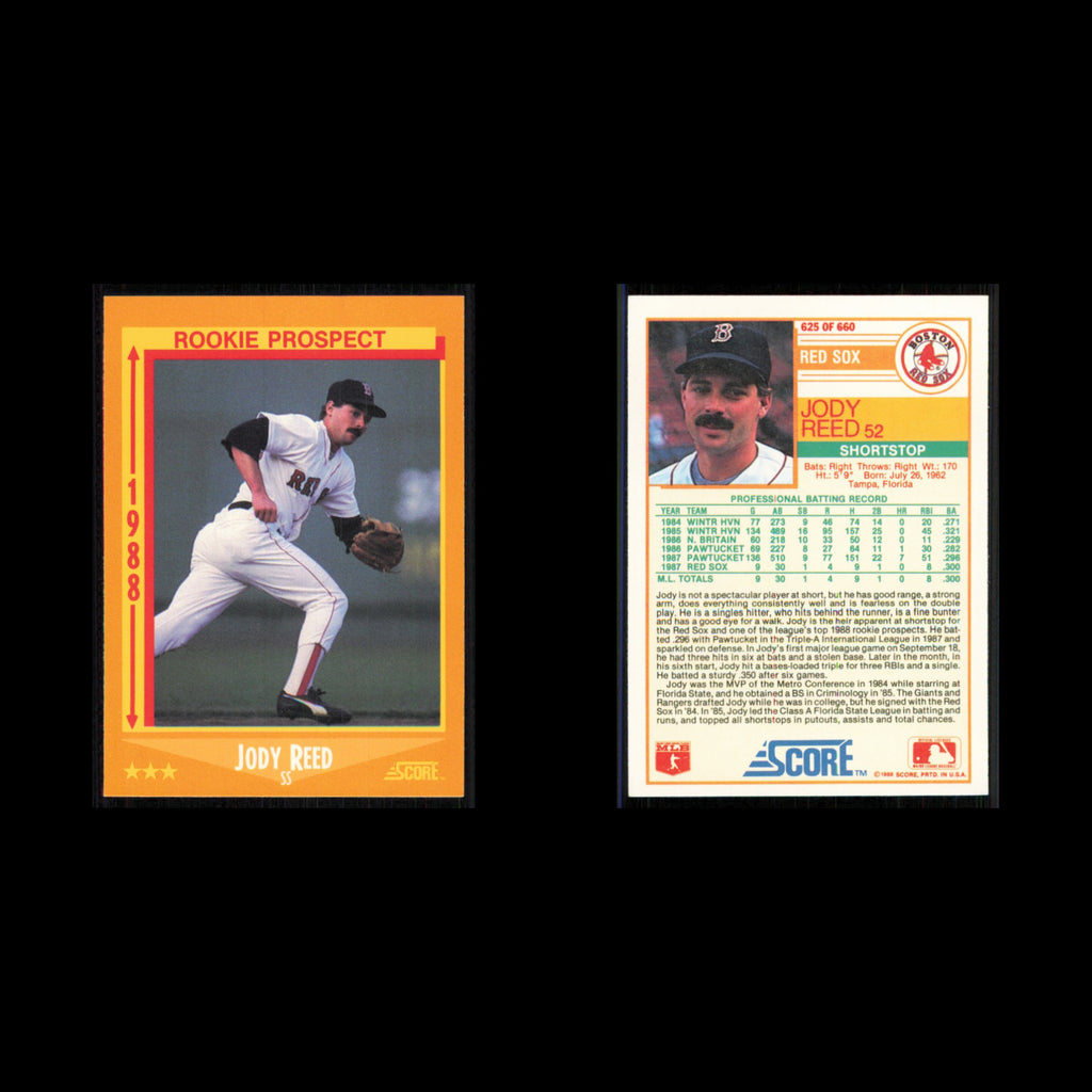 Jody Reed Rookie #625 1988 Score Boston Red Sox Baseball Card MLB NM