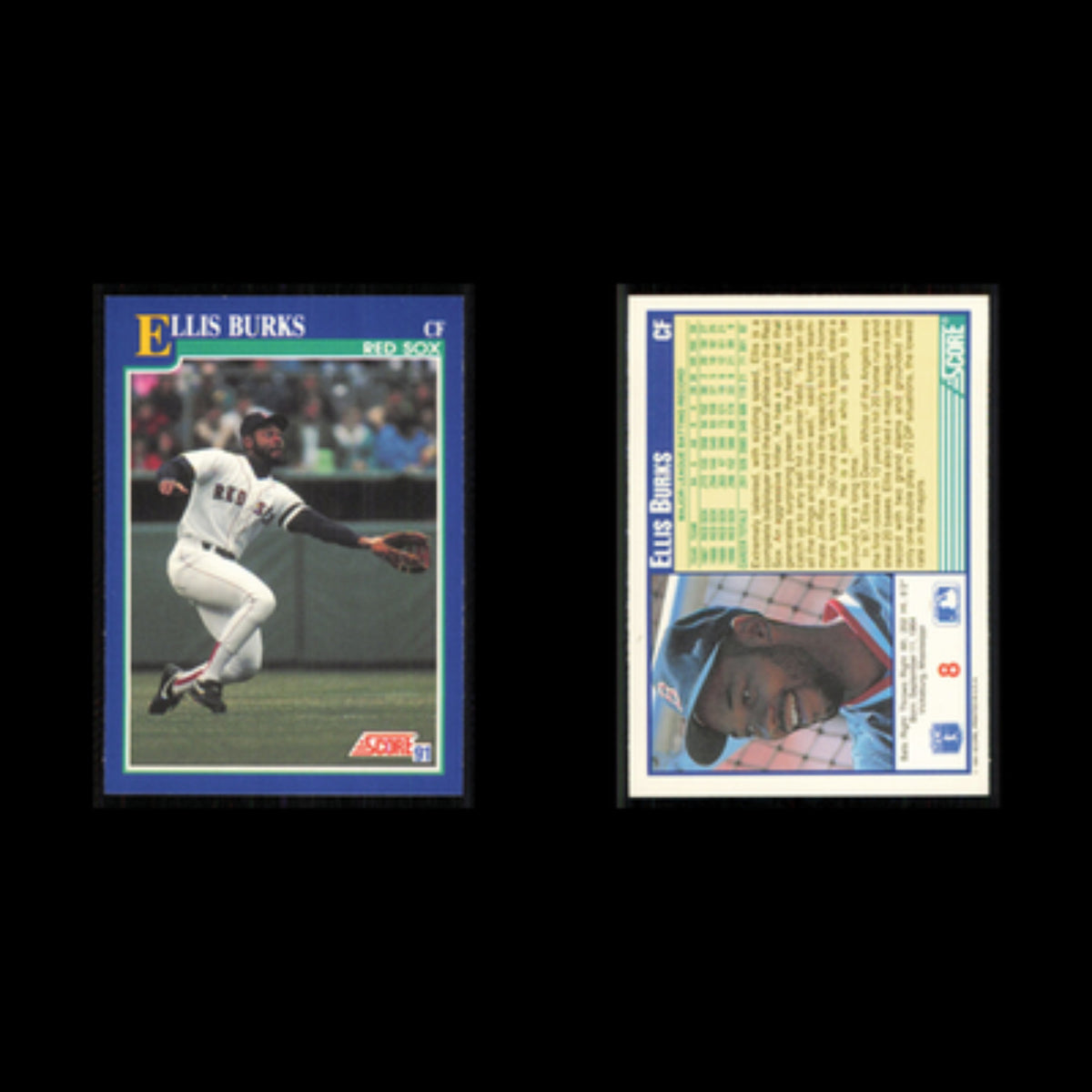 Ellis Burks #8 1991 Score Boston Red Sox Baseball Card MLB NM