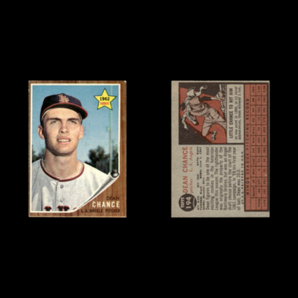 Dean Chance Rookie #194 1962 Topps Los Angeles Angels Baseball Card MLB EX
