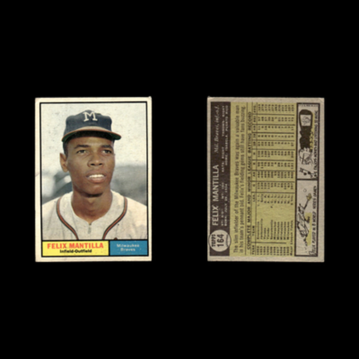 Felix Mantilla #164 1961 Topps Milwaukee Braves Baseball Card MLB EX