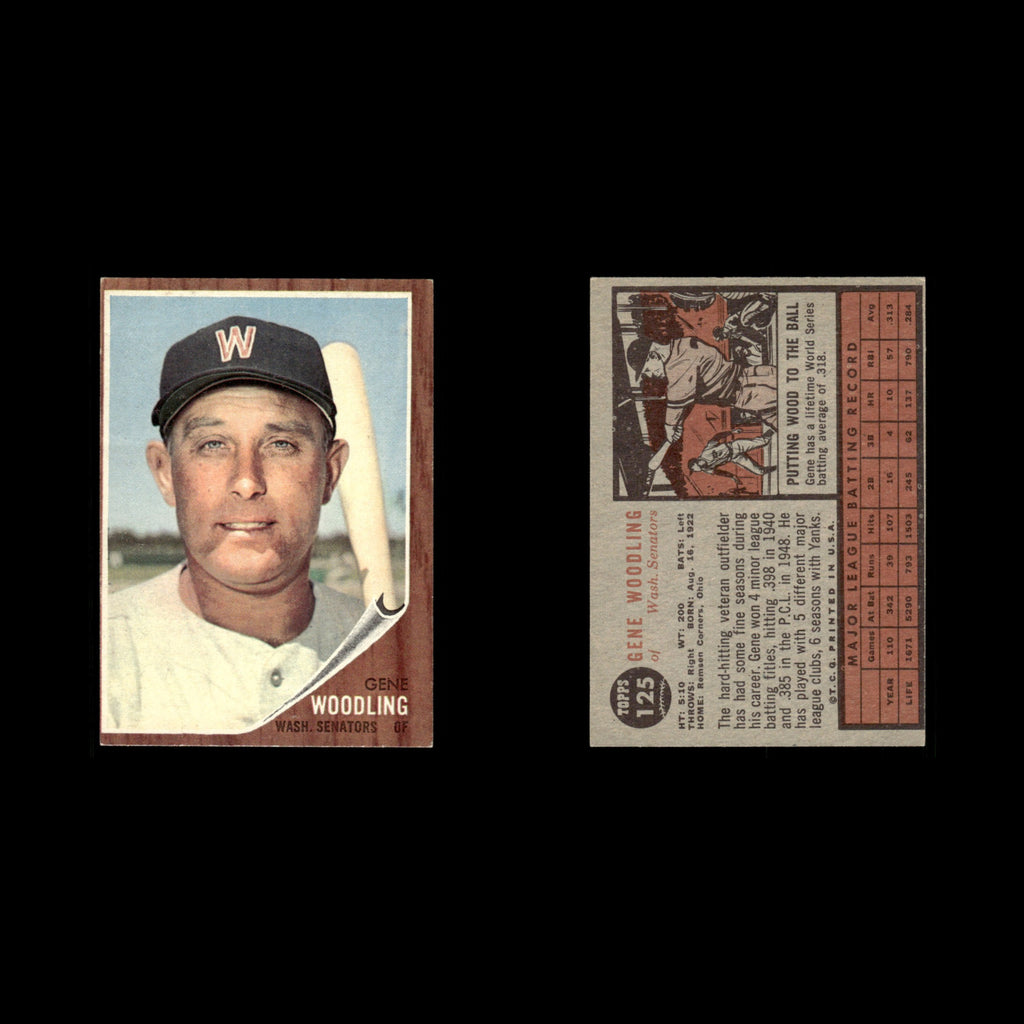 Gene Woodling #125 1962 Topps Washington Senators Baseball Card MLB EX