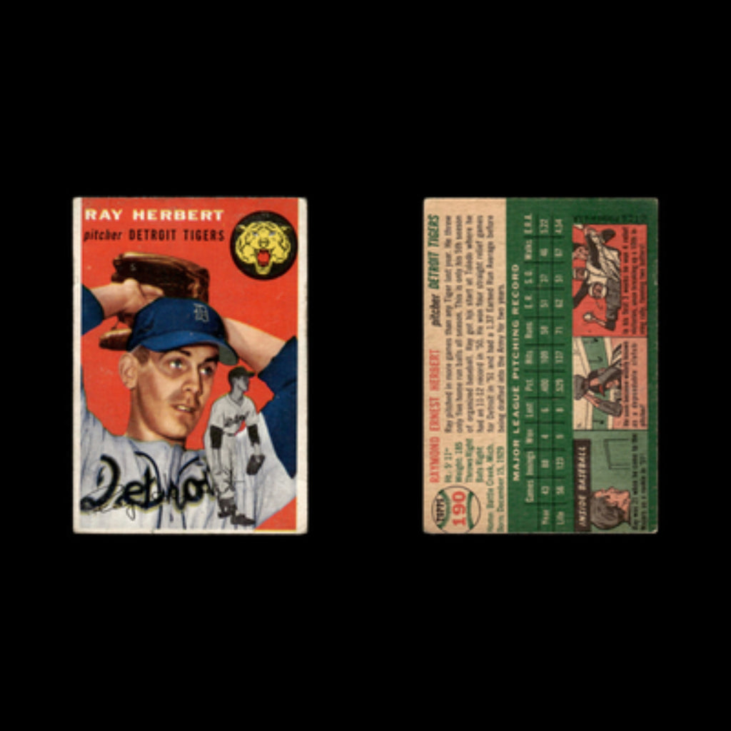 Ray Herbert Rookie #190 1954 Topps Detroit Tigers Baseball Card MLB EX