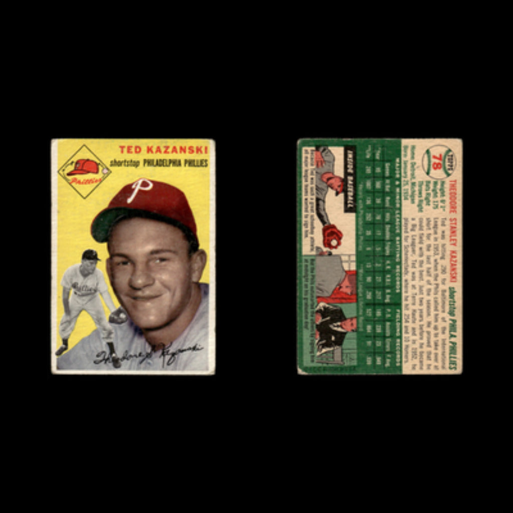 Ted Kazanski Rookie #78 1954 Topps Philadelphia Phillies Baseball Card MLB EX