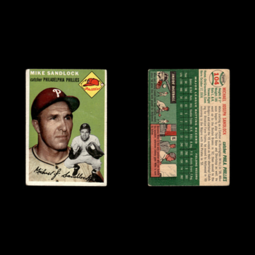 Mike Sandlock #104 1954 Topps Philadelphia Phillies Baseball Card MLB EX