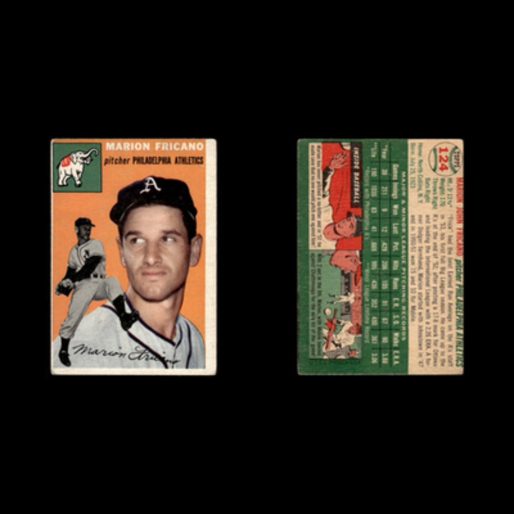 Marion Fricano #124 1954 Topps Philadelphia Athletics Baseball Card MLB EX