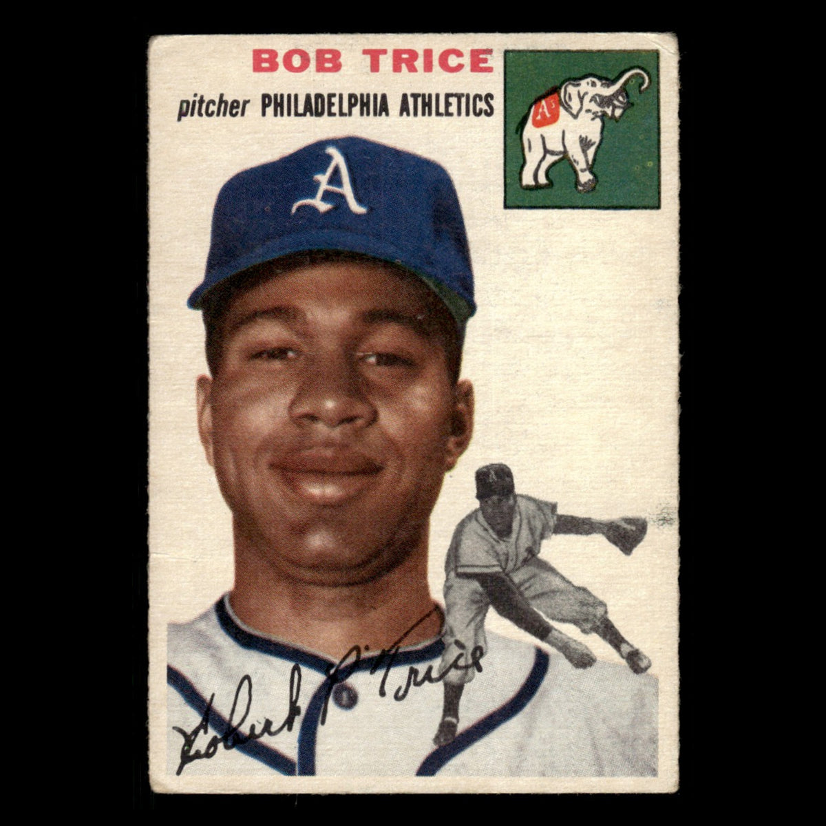 Bob Trice Rookie #148 1954 Topps Philadelphia Athletics Baseball Card MLB EX