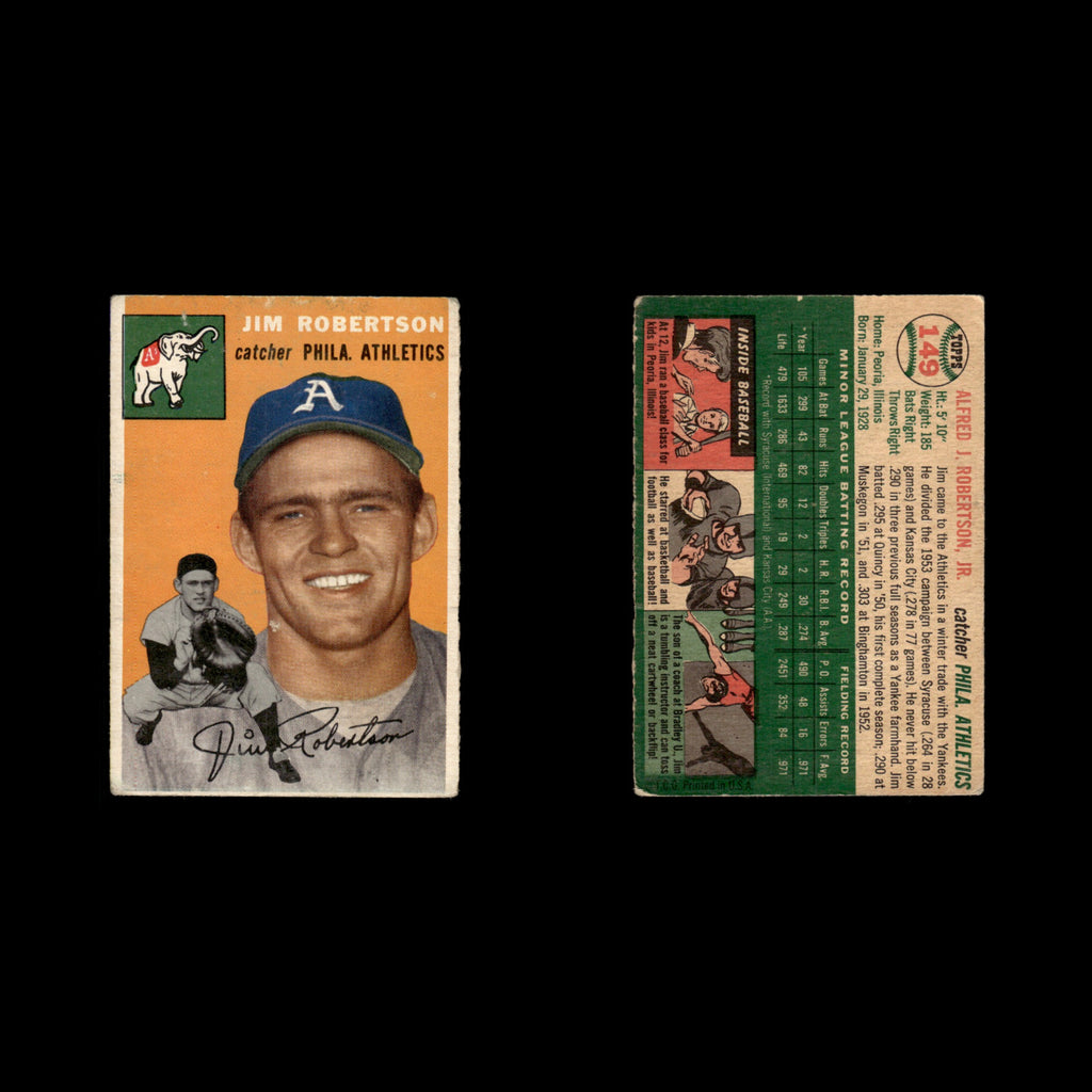 Jim Robertson #149 1954 Topps Philadelphia Athletics Baseball Card MLB EX