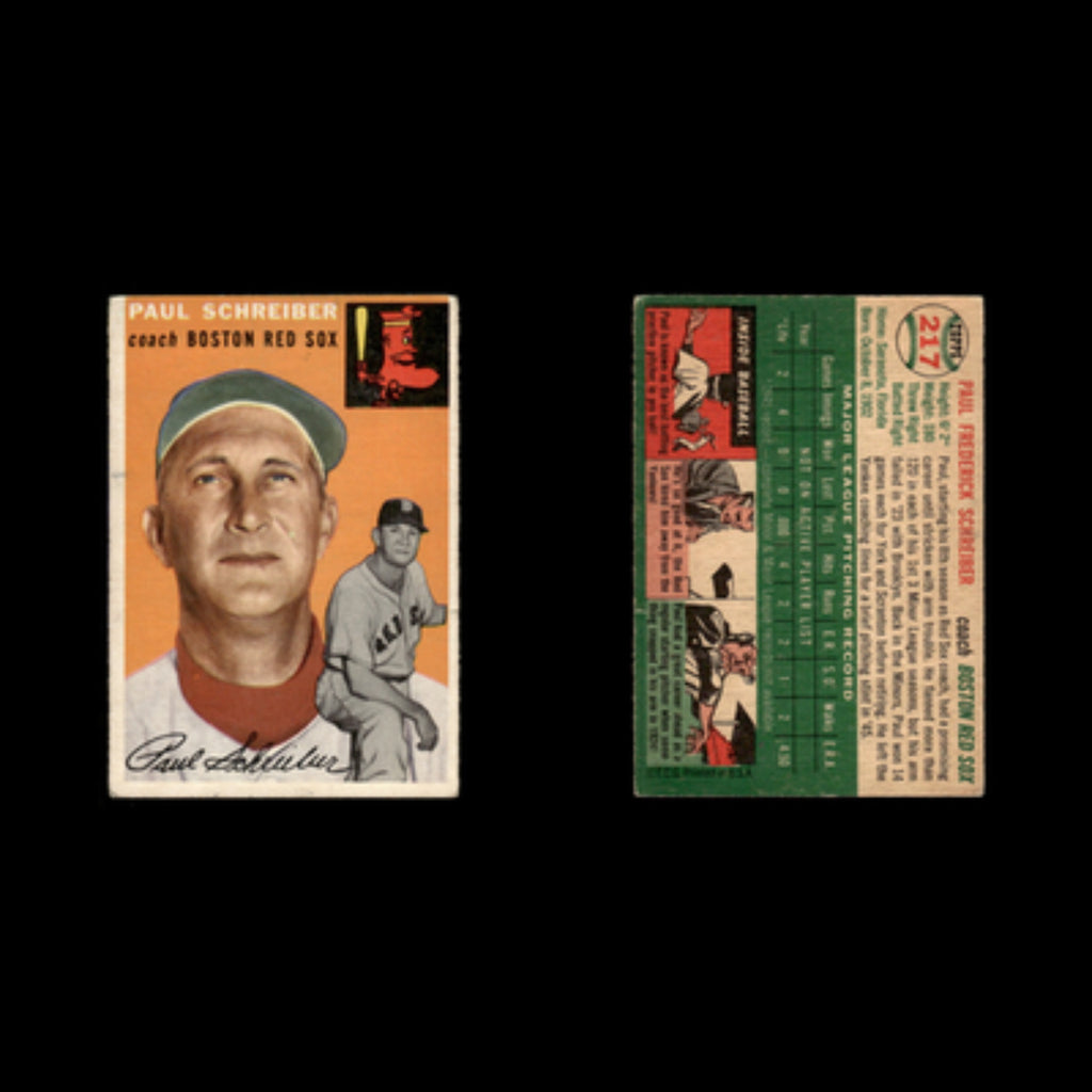 Paul Schreiber #217 1954 Topps Boston Red Sox Baseball Card MLB EX