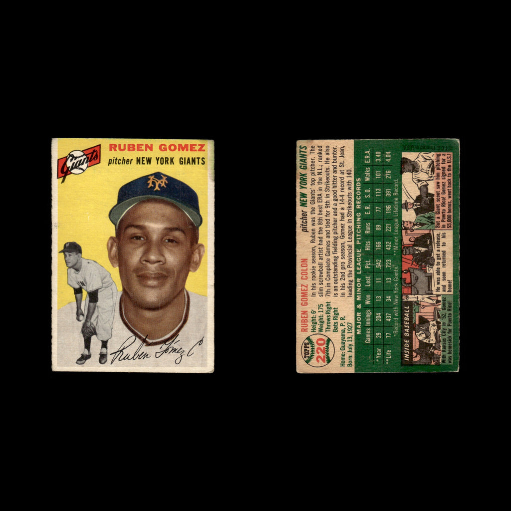 Ruben Gomez Rookie #220 1954 Topps New York Giants Baseball Card MLB EX