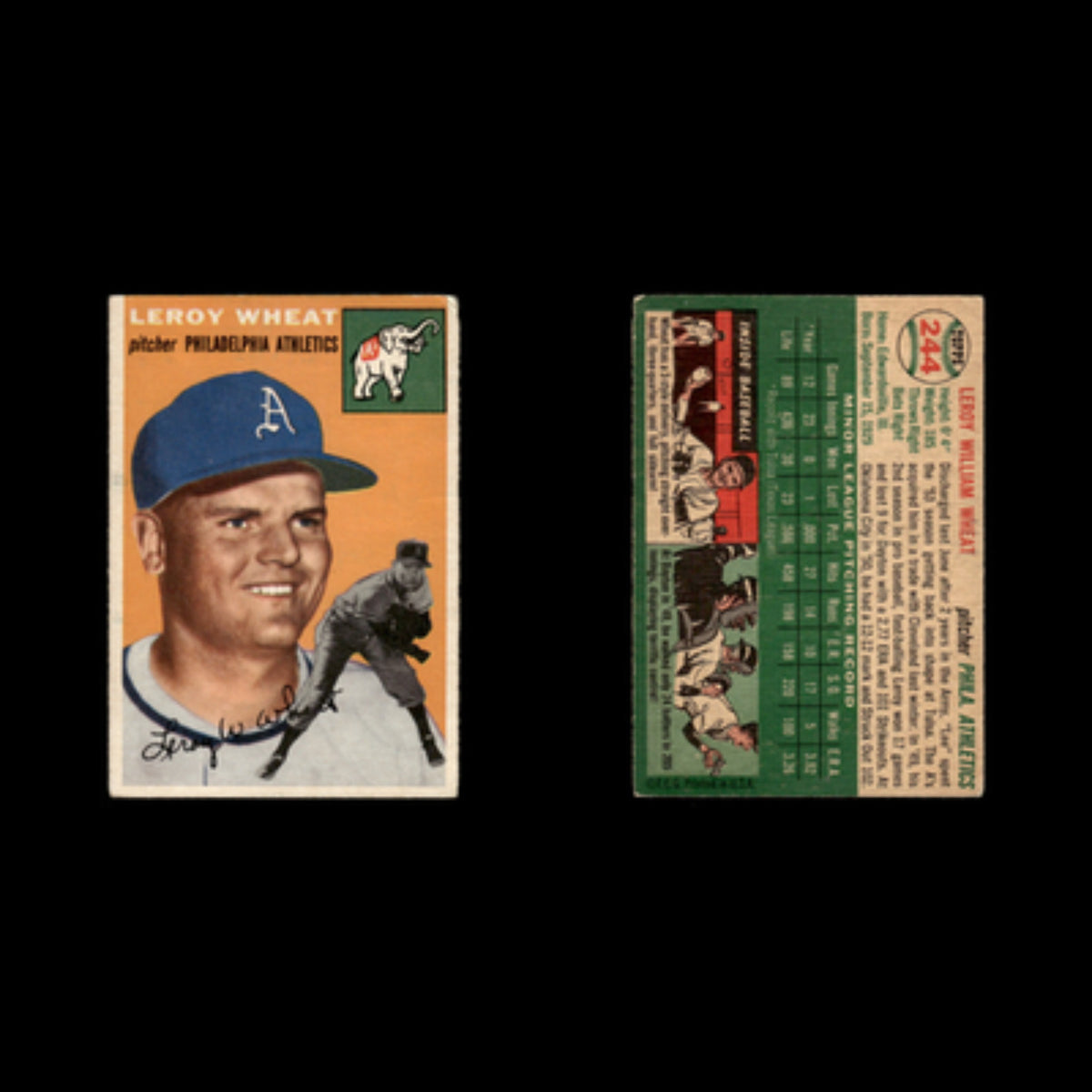 Leroy Wheat #244 1954 Topps Philadelphia Athletics Baseball Card MLB EX