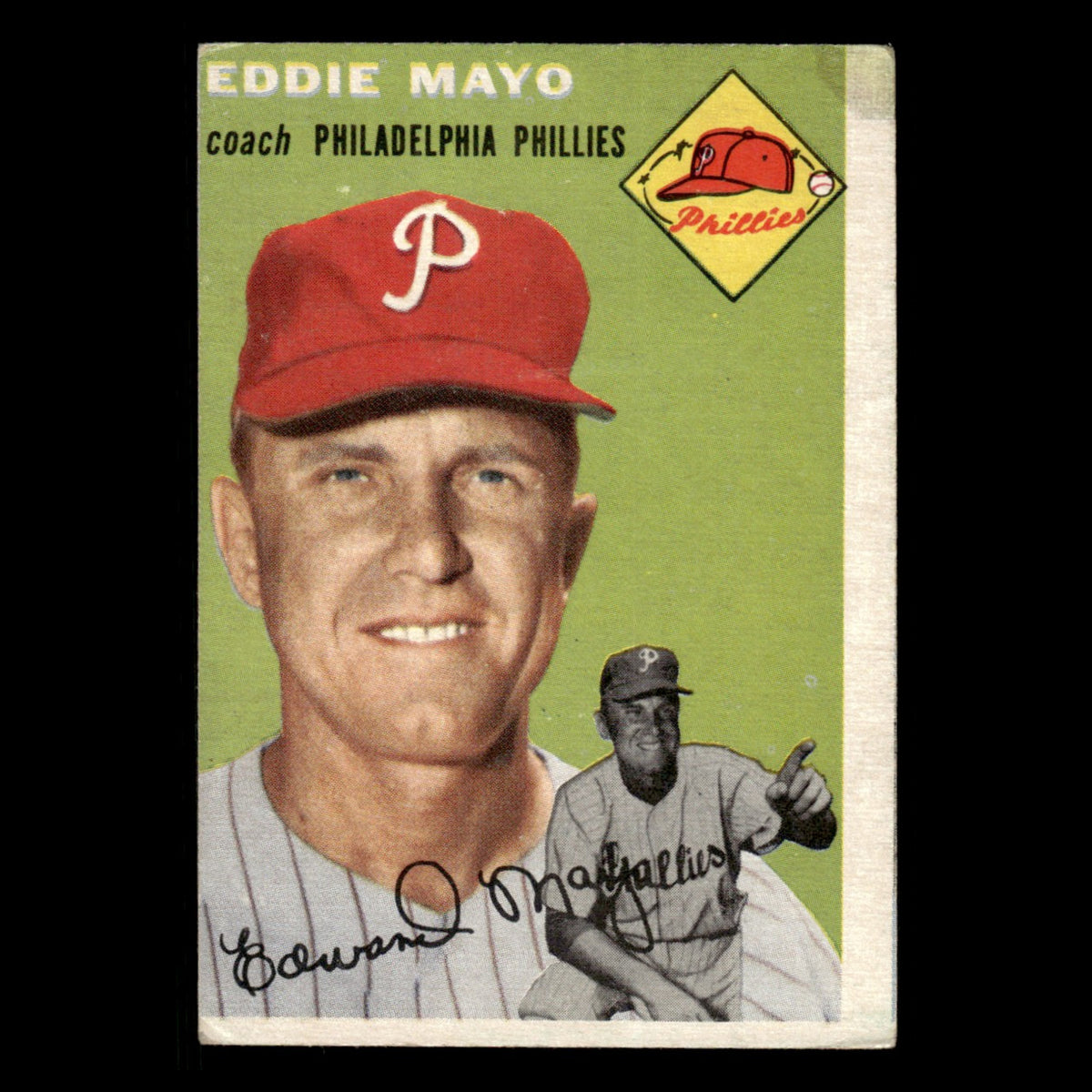 Eddie Mayo #247 1954 Topps Philadelphia Phillies Baseball Card MLB EX