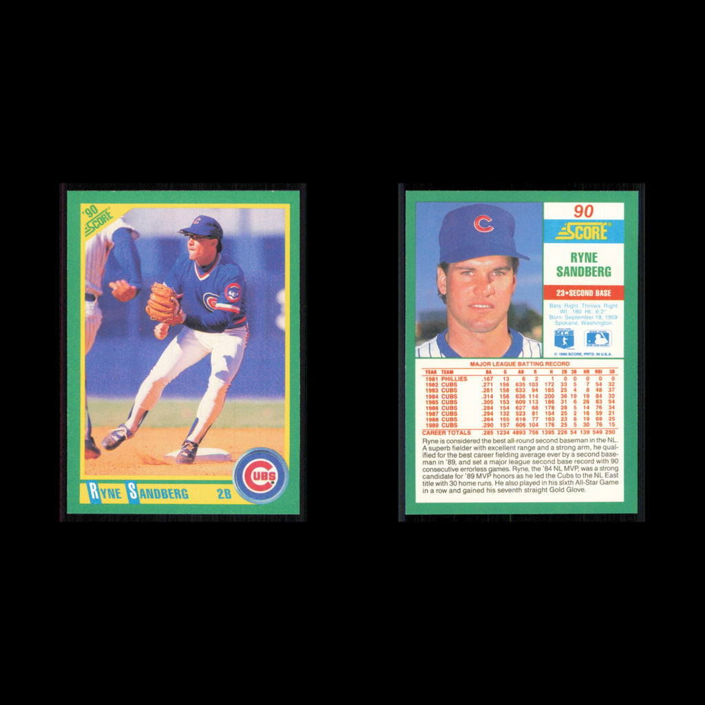 Ryne Sandberg #90 1990 Score Chicago Cubs Baseball Card MLB NM