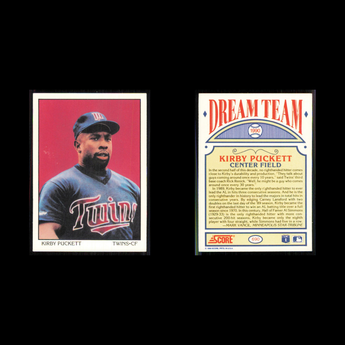 Kirby Puckett #690 1990 Score Minnesota Twins Baseball Card MLB NM