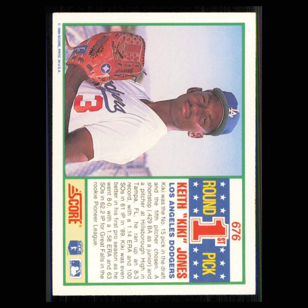 Keith Kiki Jones Rookie #676 1990 Score Los Angeles Dodgers Baseball Card MLB NM