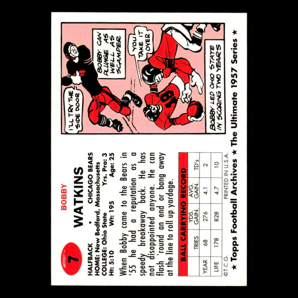 Bobby Watkins #7 1994 Topps Football Archives 1957 Series Chicago Bears Football