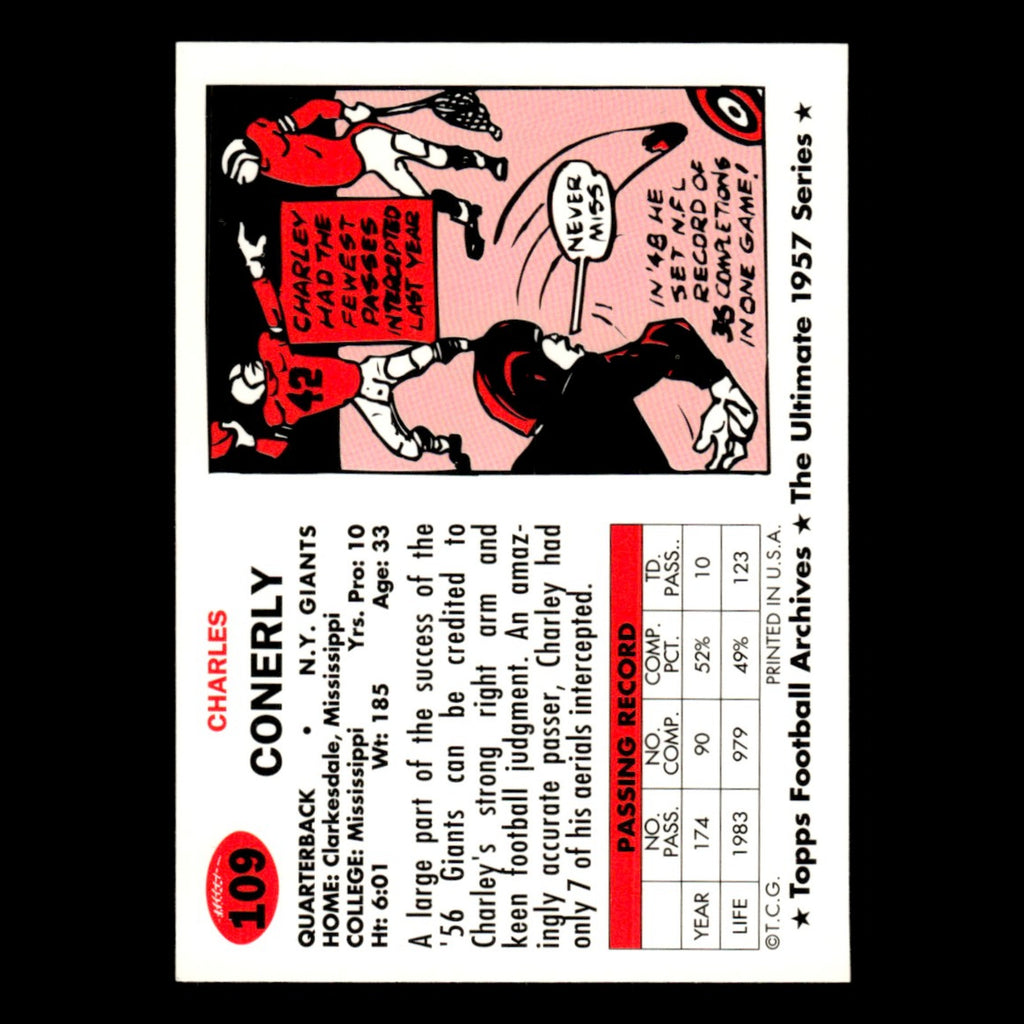 Charles Conerly #109 1994 Topps Football Archives 1957 Series New York Giants NM